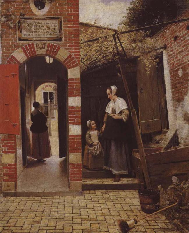 garden till ett hus i delft, Pieter de Hooch